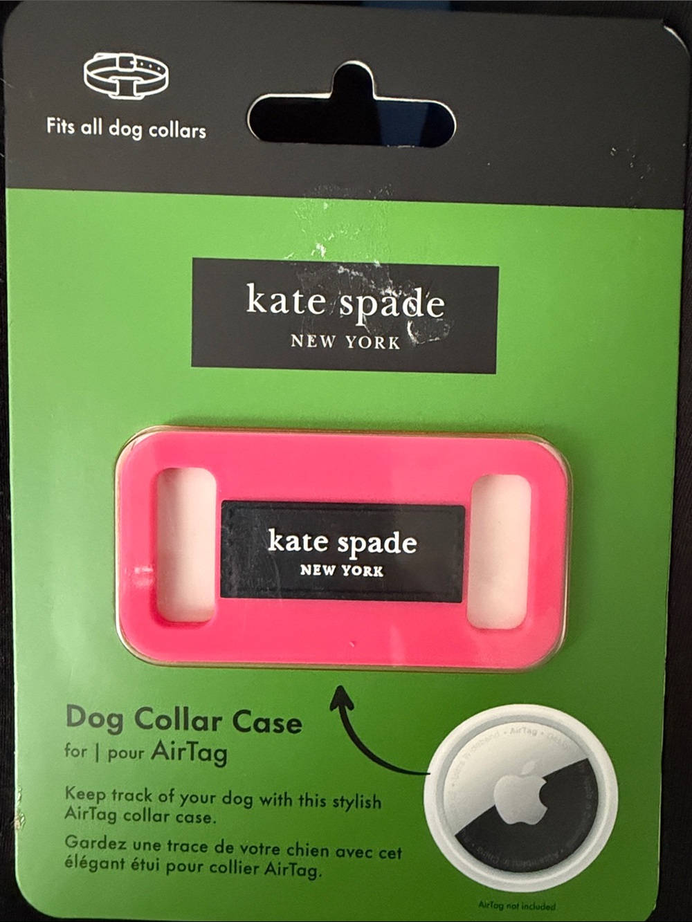 Kate Spade Hot Pink Dog Collar AirTag Case